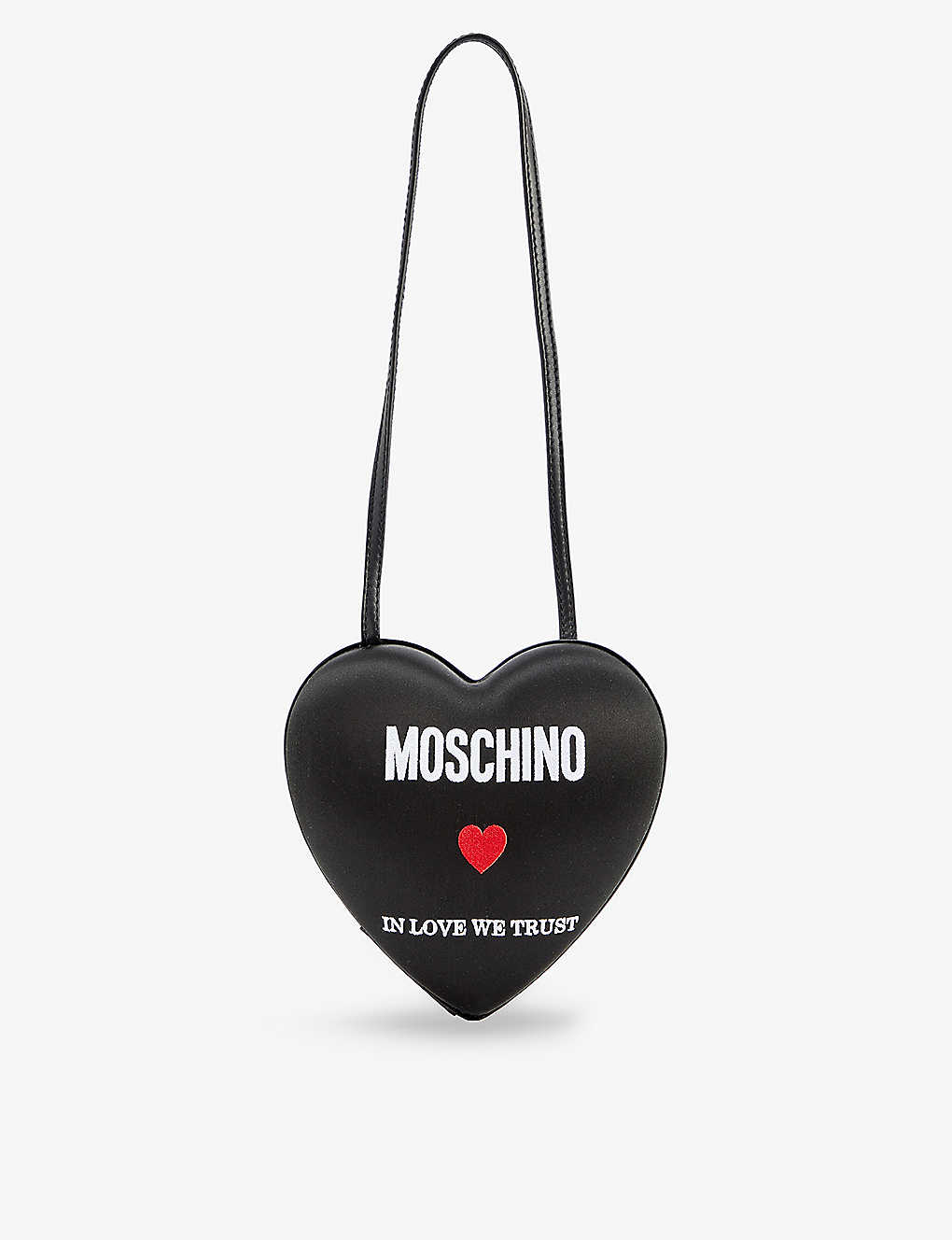 Moschino Womens Fantasy Print Black Heartbeat Satin Cross-body Bag