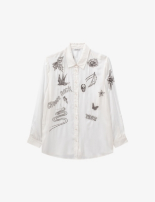 IKKS: Graphic-embroidered long-sleeve woven shirt