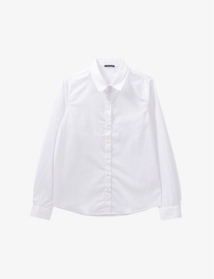 Ikks Womens White Lightning-embroidered Cotton-poplin Shirt