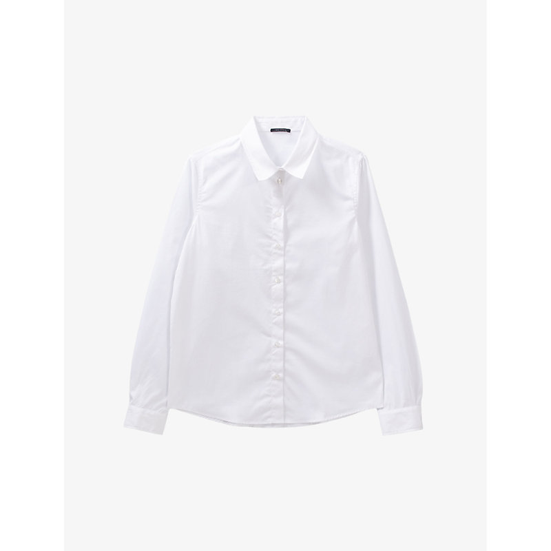 Ikks Womens White Lightning-embroidered Cotton-poplin Shirt