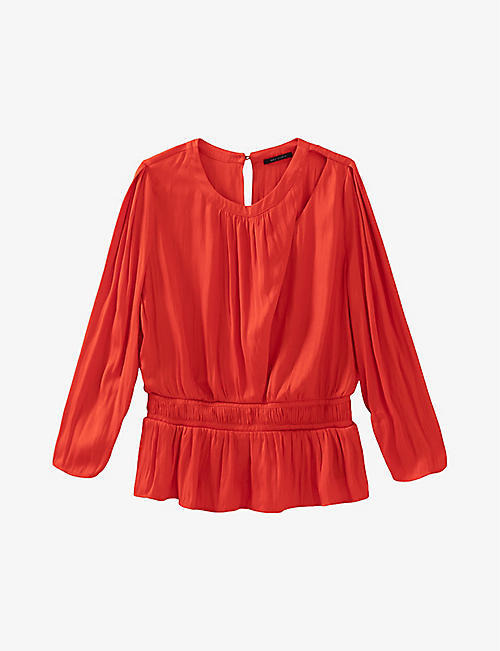 IKKS: Asymmetric-front peplum satin blouse
