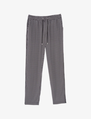 IKKS: Graphic-print braided-side crepe jogging bottoms