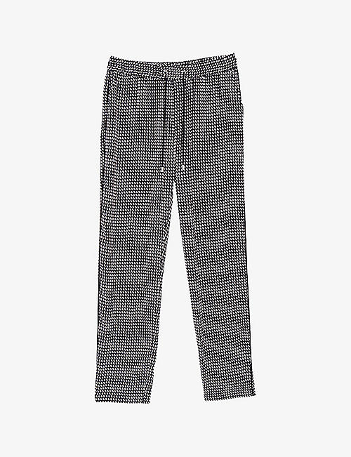 IKKS: Graphic-print braided-side crepe jogging bottoms