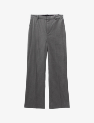 IKKS: High-rise stripe-pattern stretch-woven trousers
