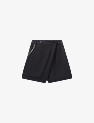 IKKS: Chain-embellished high-rise woven shorts
