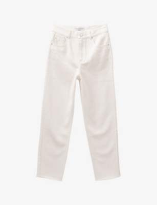 Ikks Straight Leg, High Rise Cotton-blend Jeans In Broken White