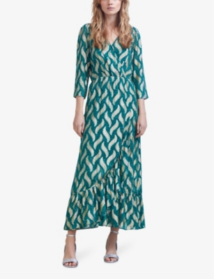 Shop Ikks Women's Emerald Paisley-print Metallic-knit Midi Dress