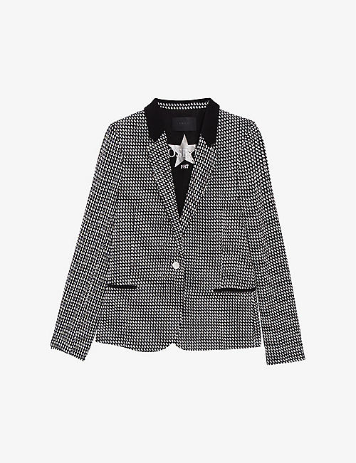IKKS: Straight-fit graphic-print woven jacket