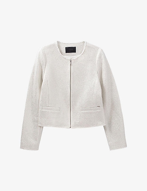 IKKS: Tweed-effect metallic-coated cotton jacket