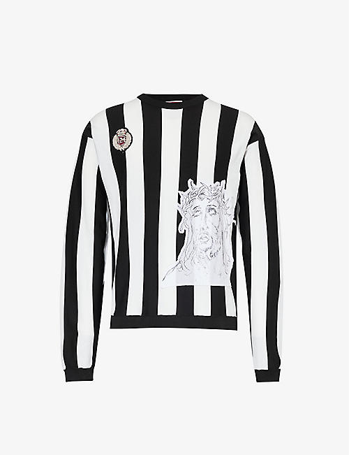424: Soccer brand-motif knitted sweatshirt