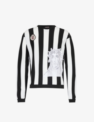 Shop 424 Men's Panna Black Soccer Brand-motif Knitted Sweatshirt