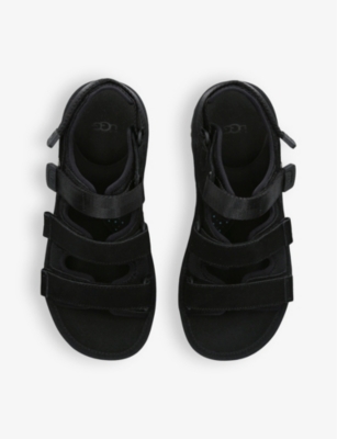 Goldencoast multi-strap suede and mesh-blend flat sandals