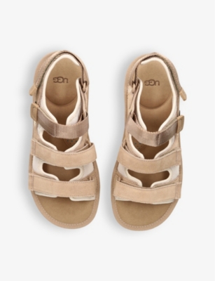 Goldencoast multi-strap suede and mesh-blend flat sandals