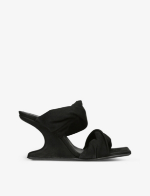 Shop Rick Owens Women's Black Cantilever 8 Twisted-strap Leather Sandals