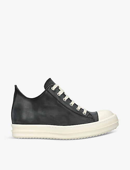 RICK OWENS: Toe-cap leather low-top trainers