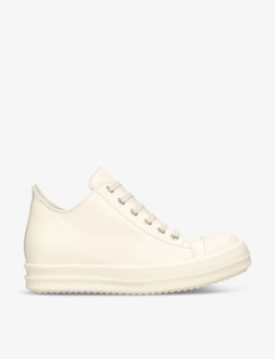 Shop Rick Owens Women's White Toe-cap Leather Low-top Trainers