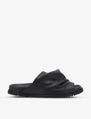 Rick Owens Leather Criss-cross Slides Open Toe In Black
