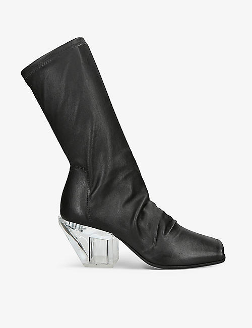 RICK OWENS: Square-toe leather ankle boots