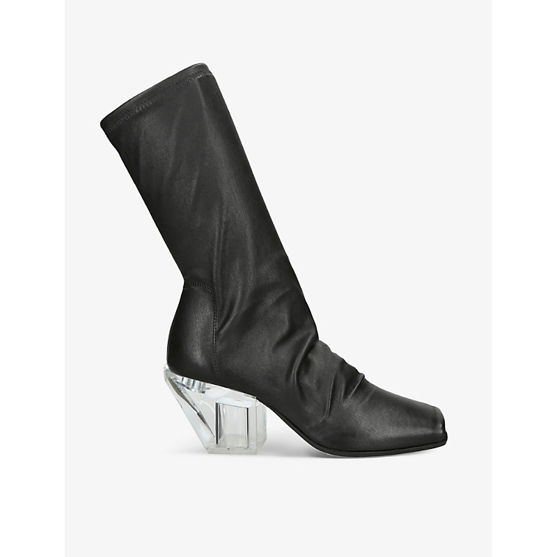 Rick Owens Womens Black Square-toe Leather Ankle Boots