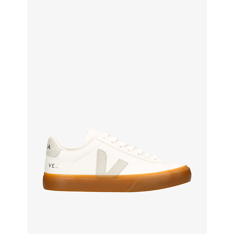 Shop Veja Women's Campo Logo-embroidered Low-top Leather Trainers In White/oth