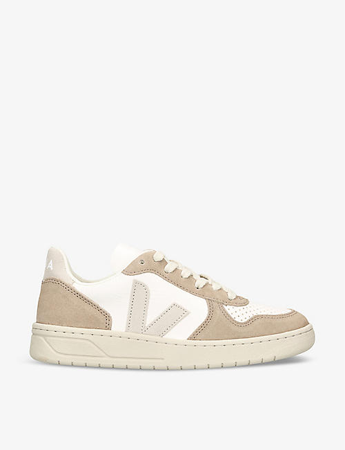 VEJA: Women's V-10 logo-embroidered leather trainers