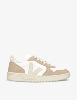 Shop Veja Women's V-10 Logo-embroidered Leather Trainers In Brown/oth