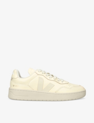 VEJA: Women's V-90 logo-embroidered leather low-top trainers