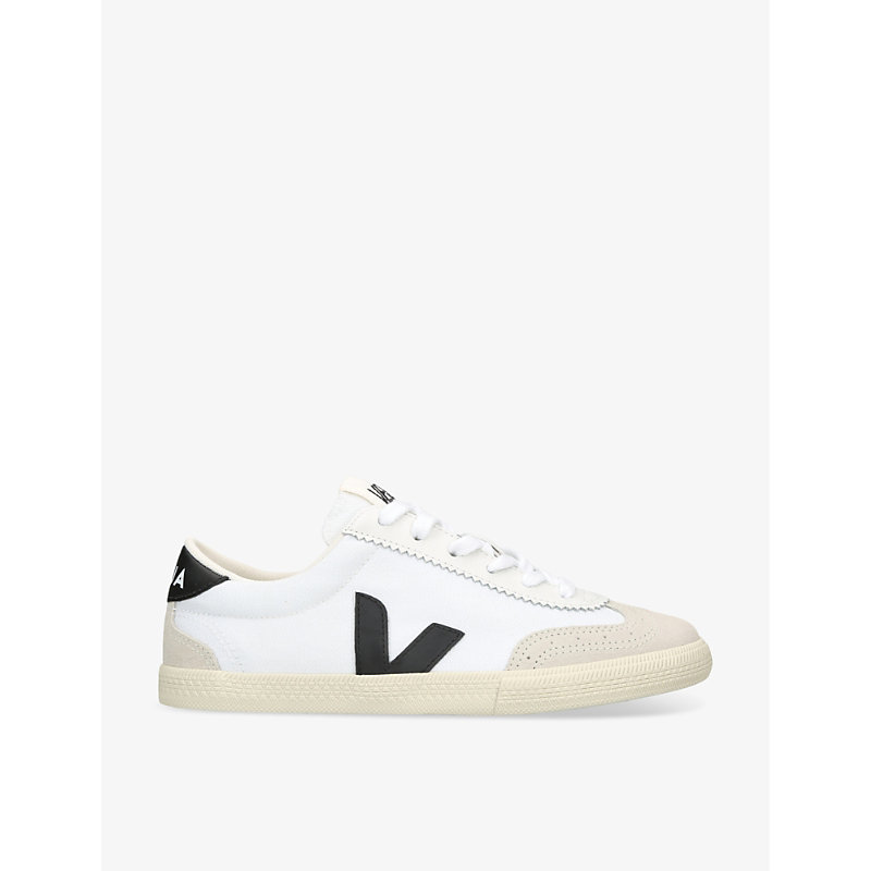 Veja Women's White/blk Women's Volley Logo-embroidered Canvas Low-top Trainers