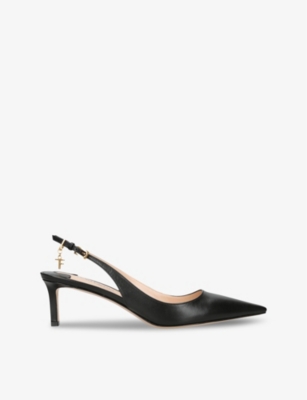 Shop Tom Ford Women's Black Angelina Logo-charm Leather Slingback Courts