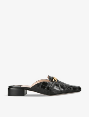 Shop Tom Ford Women's Black Whitney Croc-embossed Leather Slippers
