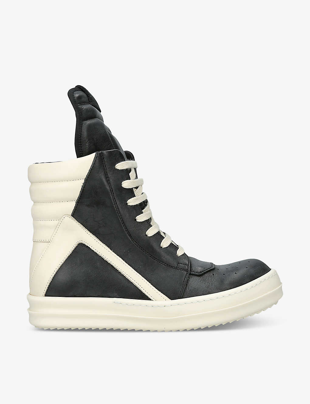 Rick Owens Geobasket Lace-up Leather High-top Trainers In Black