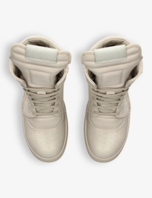 RICK OWENS: Geobasket lace-up leather high-top trainers