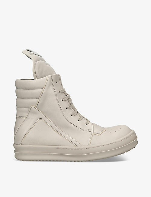 RICK OWENS: Geobasket lace-up leather high-top trainers