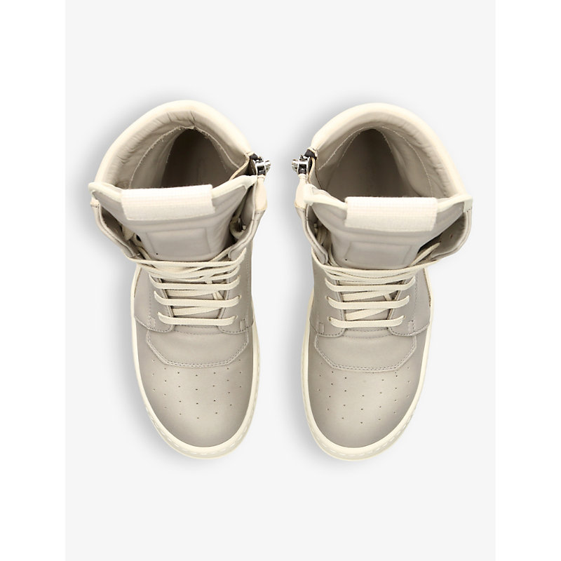 Shop Rick Owens Womens Cream Comb Geobasket Leather High-top Trainers