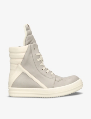 Rick Owens Womens Cream Comb Geobasket Leather High-top Trainers