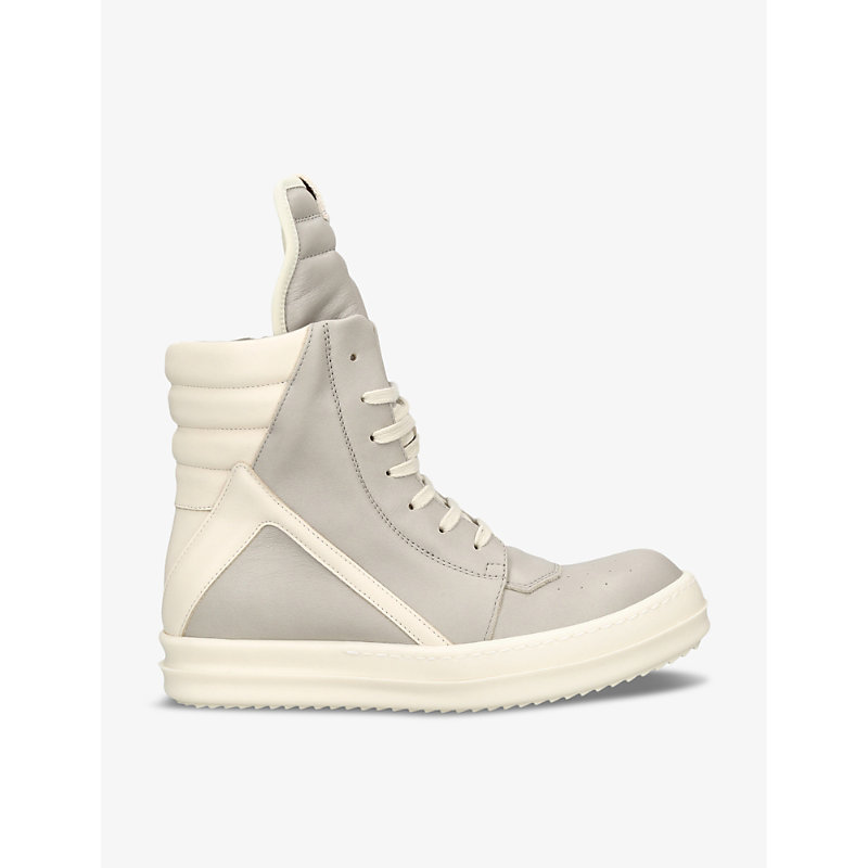 Rick Owens Womens Cream Comb Geobasket Leather High-top Trainers