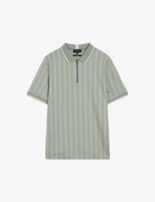 TED BAKER: Icken cable-jacquard short-sleeve stretch-cotton polo