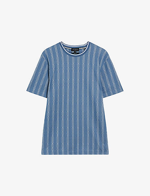 TED BAKER: Estat regular-fit jacquard-stripe stretch-cotton T-shirt