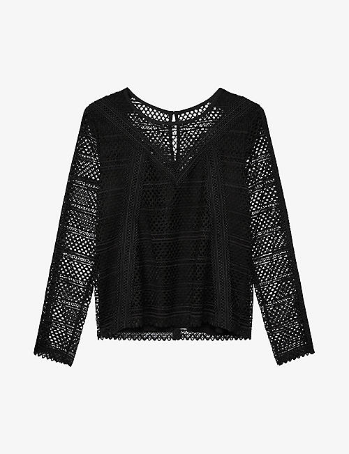 THE KOOPLES: Lace-embroidered long-sleeve woven top