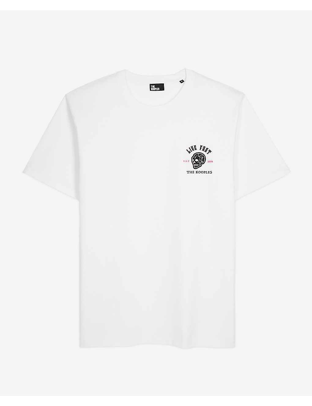 The Kooples Mens White Graphic-print Short-sleeve Cotton T-shirt
