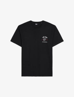 The Kooples Mens Black Logo-print Short-sleeve Cotton T-shirt