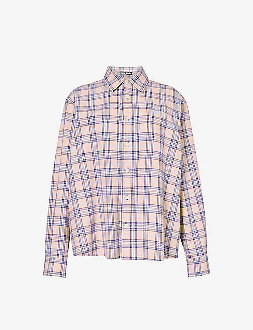 ACNE STUDIOS: Sarlie checked brand-appliqué cotton flannel shirt