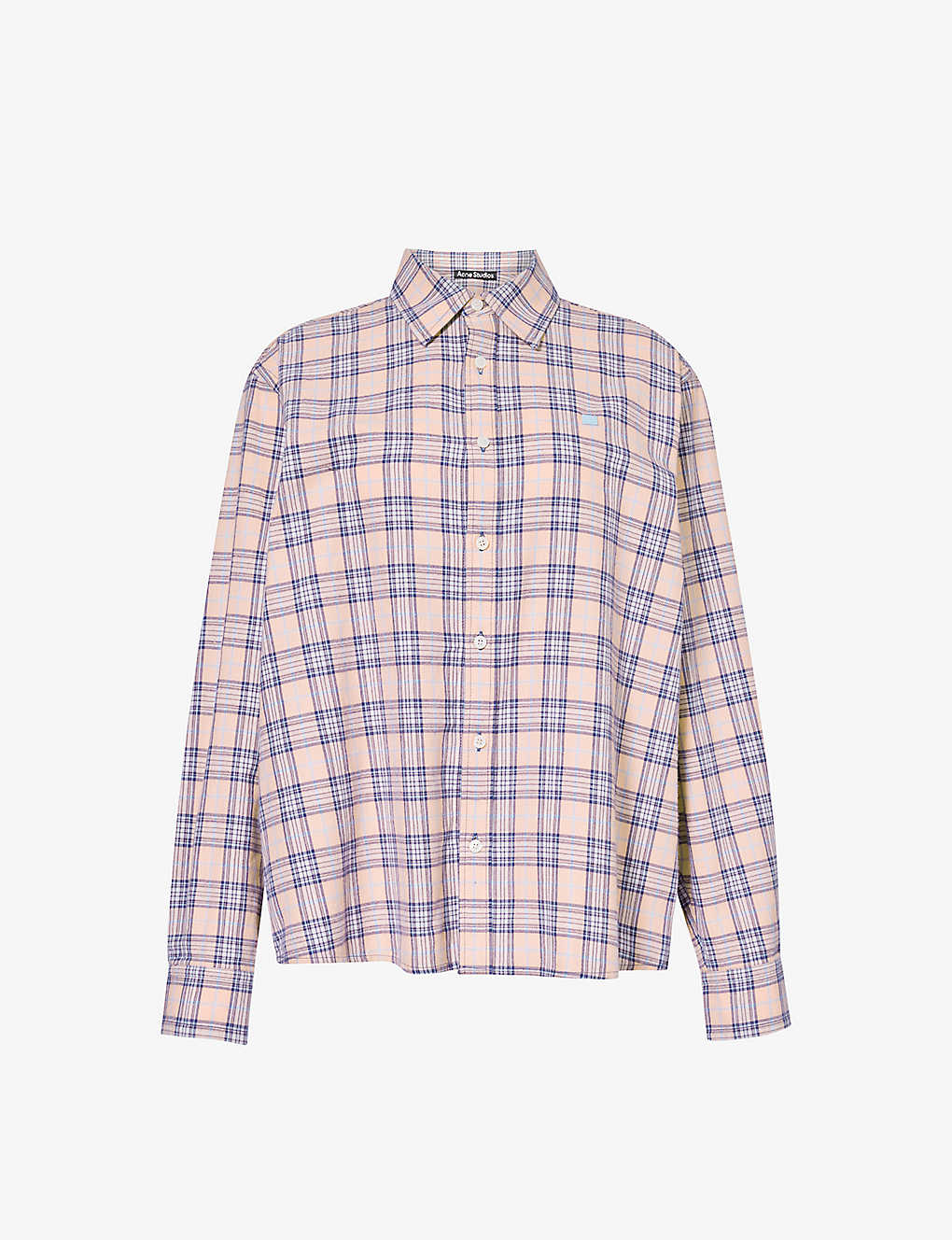 Acne Studios Sarlie Checked Brand-appliqué Cotton Flannel Shirt In Pink Blue
