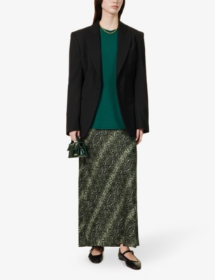 Shop Favorite Daughter Women's Serpiente The Favorite Snake-pattern Woven Maxi Skirt In Green