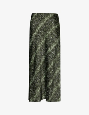 Shop Favorite Daughter Women's Serpiente The Favorite Snake-pattern Woven Maxi Skirt In Green