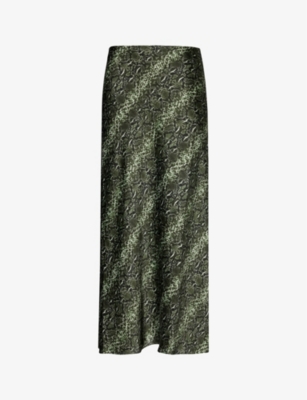 Favorite Daughter The Favorite Snake-pattern Woven Maxi Skirt In Green