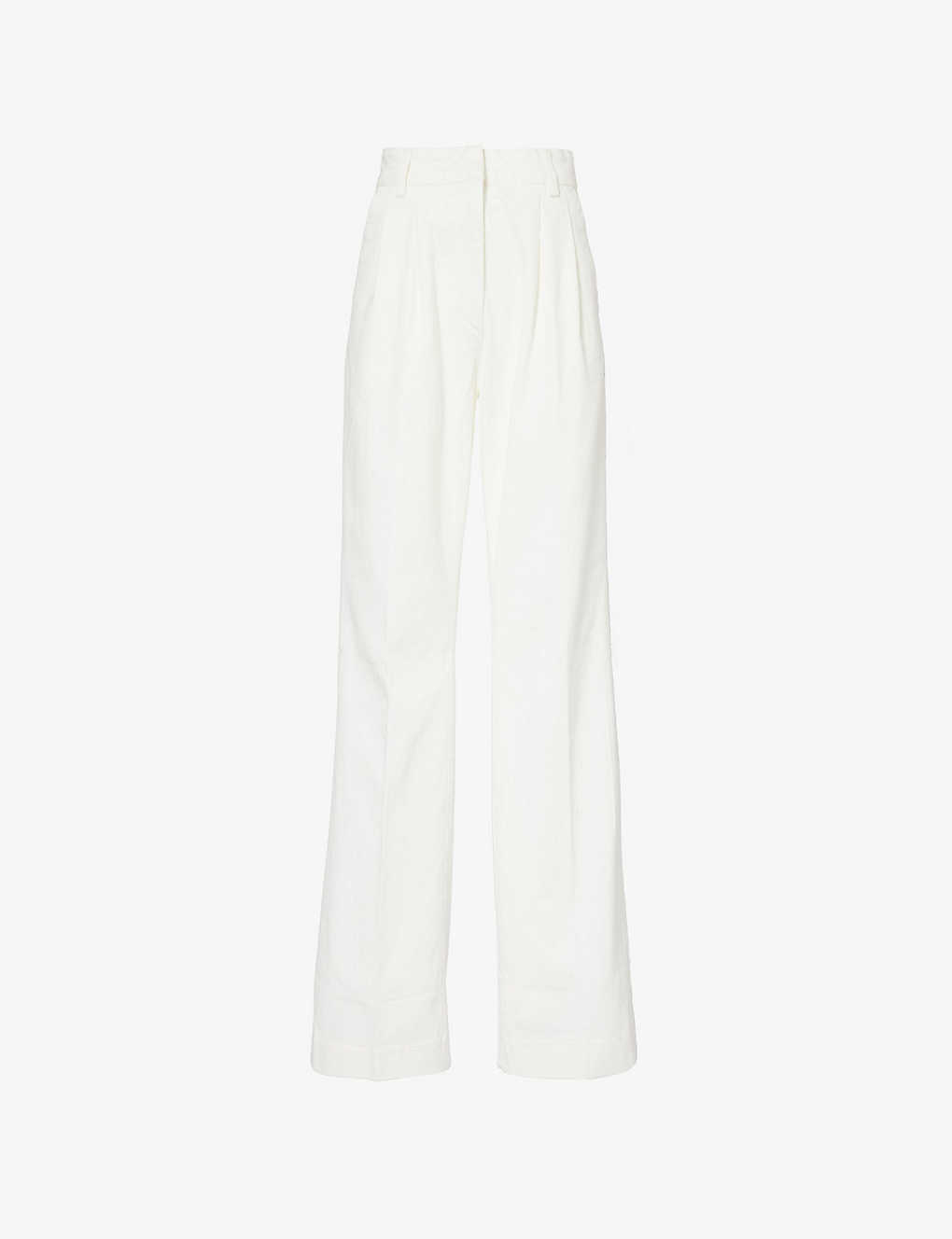 Shop Favorite Daughter The Favorite Straight-leg Mid-rise Cotton-twill Trousers In White