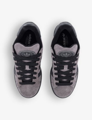 Adidas Originals Womens Adidas Campus 00s Brand-stripe Low-top Suede Trainers In Charcoal Black Charcoal