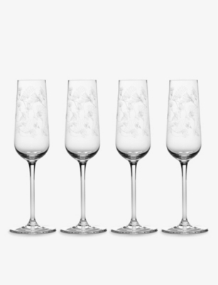 Marni Transparent Serax X Midnight Flowers Champagne Flute Glasses Set Of Four