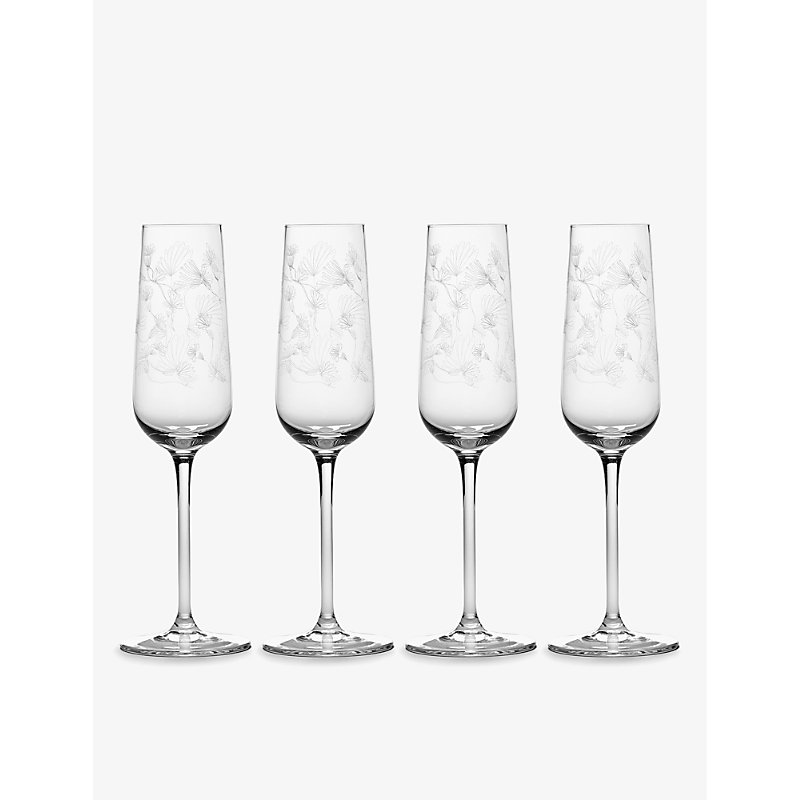 Marni Transparent Serax X Midnight Flowers Champagne Flute Glasses Set Of Four